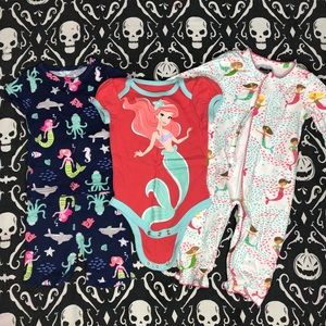 3-6 Mos Mermaid Pajama lot (3pcs)